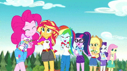 Size: 1920x1080 | Tagged: suggestive, derpibooru import, edit, edited screencap, editor:liggliluff, screencap, applejack, fluttershy, pinkie pie, rainbow dash, rarity, sci-twi, spike, spike the regular dog, sunset shimmer, twilight sparkle, dog, equestria girls, legend of everfree, animated, assisted exposure, clothes, converse, explosion, faint, frilly underwear, heart, heart print underwear, humane five, humane seven, humane six, magic, panties, partillery, pink underwear, power out of control, ribbon, shoes, shorts, skirt, skirt flip, skirt lift, sneakers, sound, tanktop, underwear, upskirt, webm
