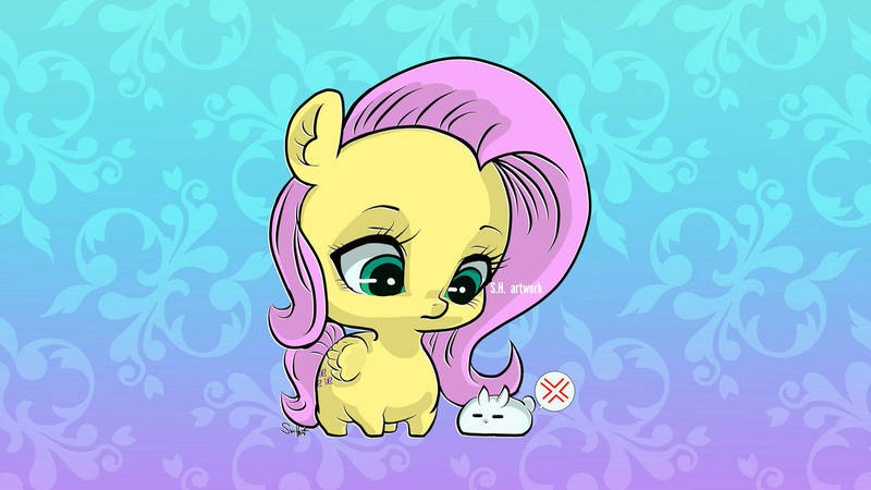 Size: 800x450 | Tagged: abstract background, angel bunny, artist:sugarheartart, chibi, cute fuel, derpibooru import, fluttershy, safe