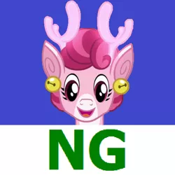 Size: 490x490 | Tagged: safe, derpibooru import, edit, edited screencap, screencap, bori the reindeer, deer, pony, reindeer, derpibooru, best gift ever, boring, cropped, head only, meta, ng, not good, simple background, solo, spoilered image joke