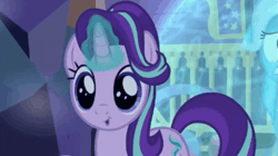 Size: 691x388 | Tagged: safe, derpibooru import, screencap, starlight glimmer, trixie, pony, unicorn, to where and back again, 3:, :o, animated, banging, concerned, cute, defensive, dilated pupils, emotional spectrum, eye shimmer, eyes closed, female, flailing, force field, freakout, frown, gif, glare, glimmerbetes, glowing horn, grin, happy, hitting, hoofy-kicks, horn, mare, open mouth, raised hoof, scared, smiling, solo focus, squee, stuck, surprised, trixie's wagon, wide eyes