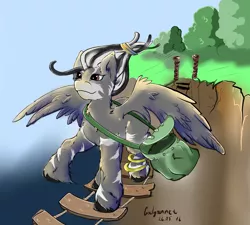 Size: 2798x2518 | Tagged: safe, artist:galgannet, derpibooru import, oc, oc:kujivunia, unofficial characters only, pegasus, zebra, zebrasus, happy, image, pegazebra, png, rope bridge, solo, zebra oc