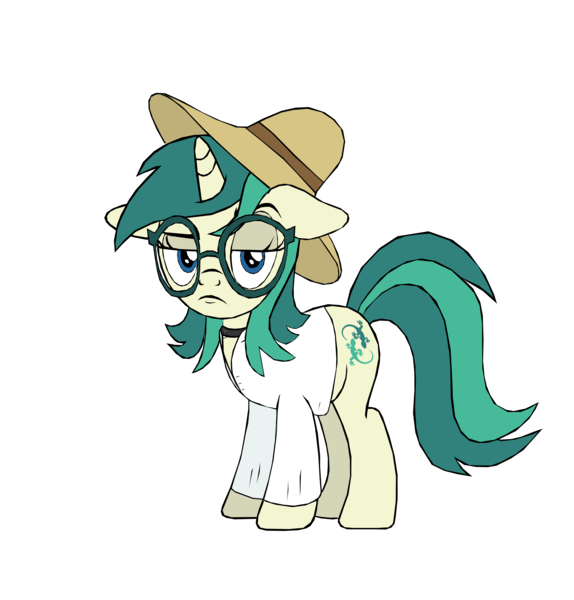 Size: 4500x4703 | Tagged: safe, alternate version, artist:tyamat, derpibooru import, oc, oc:spring starflower, unofficial characters only, pony, unicorn, 2019 community collab, derpibooru community collaboration, absurd resolution, choker, clothes, cute, dress, female, glasses, hat, simple background, solo, sun hat, trans girl, transgender, transparent background