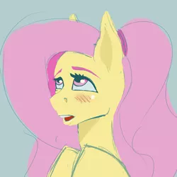 Size: 1280x1280 | Tagged: safe, artist:snowofdestruction, derpibooru import, fluttershy, pegasus, pony, blushing, cute, smiling, solo, wrong eye color