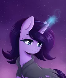 Size: 1772x2074 | Tagged: safe, artist:fluffymaiden, derpibooru import, oc, oc:eclipse, unofficial characters only, pony, unicorn, female, mare, night, smiling, solo