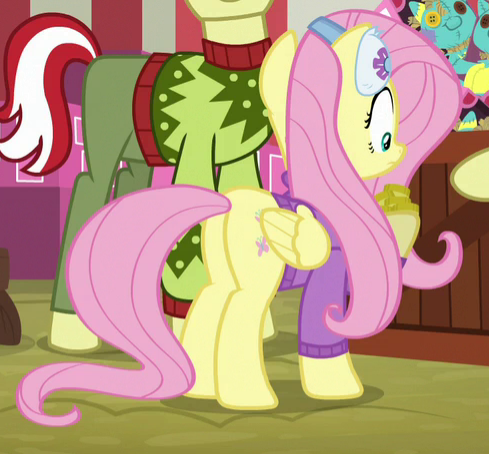 Size: 489x454 | Tagged: safe, derpibooru import, screencap, fluttershy, pony, best gift ever, butt, cropped, plot