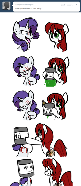 Size: 655x1500 | Tagged: safe, artist:jessy, derpibooru import, rarity, oc, oc:palette swap, pony, lil-miss rarity, tumblr:ask palette swap, ask, comic, duo, tumblr