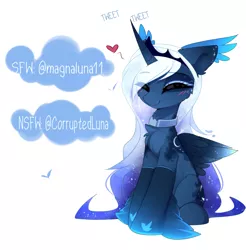 Size: 2147x2180 | Tagged: safe, artist:magnaluna, derpibooru import, princess luna, alicorn, pony, advertisement, blushing, eyes closed, female, heart, mare, meta, simple background, smiling, solo, tumblr 2018 nsfw purge, twitter, white background