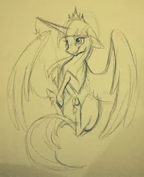 Size: 640x784 | Tagged: safe, artist:probablyfakeblonde, derpibooru import, twilight sparkle, twilight sparkle (alicorn), alicorn, pony, female, horn, horn jewelry, jewelry, mare, monochrome, regalia, solo, tiara