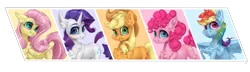 Size: 3143x904 | Tagged: safe, artist:rossignolet, derpibooru import, applejack, fluttershy, pinkie pie, rainbow dash, rarity, alicorn, earth pony, pegasus, pony, unicorn, chest fluff, cowboy hat, ear fluff, female, hat, looking at you, mare, simple background