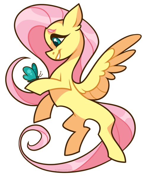 Size: 1662x2000 | Tagged: safe, artist:bigmoon206, derpibooru import, fluttershy, butterfly, pegasus, pony, explicit source, female, flying, hoof hold, looking at something, mare, outline, profile, simple background, smiling, solo, spread wings, transparent background, white outline, wings