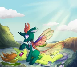 Size: 3940x3441 | Tagged: artist:spindlespice, brotherly love, changedling, changedling brothers, changeling, cute, derpibooru import, king thorax, male, pharybetes, pharynx, prince pharynx, safe, thorabetes, thorax