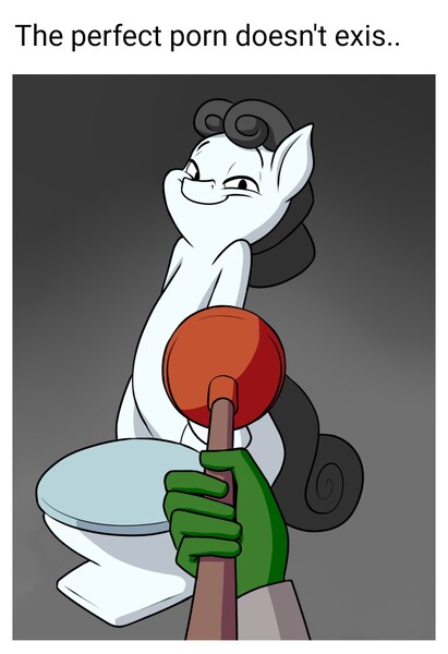 Size: 1080x1575 | Tagged: suggestive, artist:anontheanon, derpibooru import, editor:apex soundwave, oc, oc:anon, oc:kohlette, ponified, object pony, original species, pony, toilet pony, but why, caption, image macro, meme, plunger, porn, text, toilet, toilet plunger, troll, vulgar, why, wtf