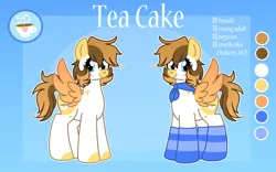 Size: 4000x2500 | Tagged: safe, artist:saveraedae, derpibooru import, oc, oc:tea cake, unofficial characters only, pony, bandana, clothes, flipped image, reference sheet, socks, solo, striped socks