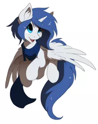 Size: 1230x1552 | Tagged: safe, artist:hioshiru, derpibooru import, oc, oc:prince nova, unofficial characters only, alicorn, pony, alicorn oc, clothes, horn, male alicorn, male alicorn oc, scarf, solo, wings