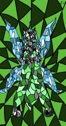 Size: 426x812 | Tagged: abstract background, anthro, artist:snow quill, changeling, changeling queen, derpibooru import, female, hands together, queen chrysalis, safe, unguligrade anthro