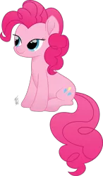 Size: 3339x5727 | Tagged: safe, artist:mlp-scribbles, derpibooru import, pinkie pie, pony, high res, lidded eyes, movie accurate, simple background, sitting, solo, transparent background, vector