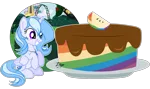 Size: 3026x1791 | Tagged: safe, artist:dianamur, derpibooru import, oc, oc:rika diane, alicorn, pony, cake, female, food, mare, solo, zap apple cake