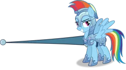 Size: 5737x3181 | Tagged: safe, artist:frownfactory, derpibooru import, rainbow dash, pegasus, pony, the crystal empire, .svg available, absurd resolution, armor, confident, grin, helmet, jousting outfit, lance, simple background, smiling, solo, svg, transparent background, vector, weapon, wings