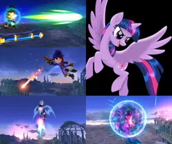 Size: 1000x837 | Tagged: safe, artist:alphamonouryuuken, derpibooru import, twilight sparkle, twilight sparkle (alicorn), alicorn, pony, my little pony: the movie, female, mare, mii, mii fighters, mii gunner, simple background, smiling, solo, super smash bros., super smash bros. 4, super smash bros. ultimate