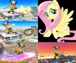 Size: 1000x837 | Tagged: safe, artist:alphamonouryuuken, derpibooru import, fluttershy, pegasus, pony, my little pony: the movie, female, mare, mii, mii fighters, mii swordfighter, simple background, smiling, solo, super smash bros., super smash bros. 4, super smash bros. ultimate