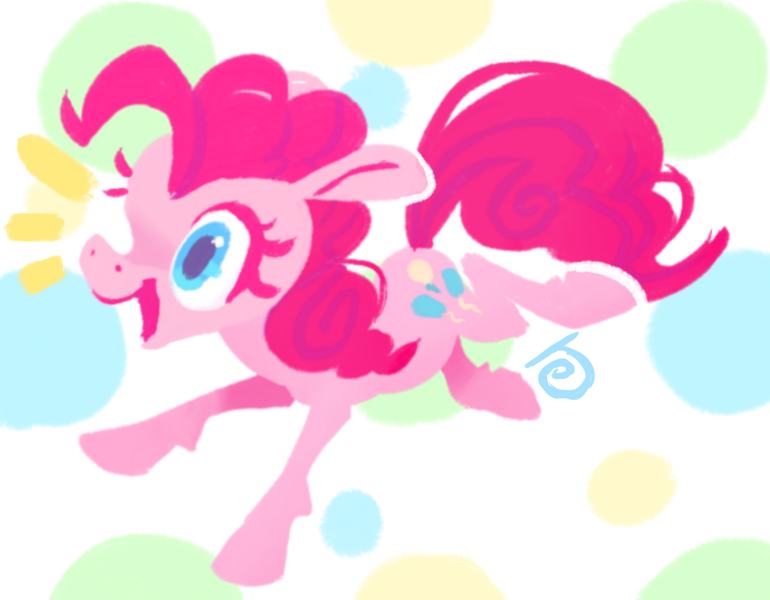 Size: 905x705 | Tagged: safe, artist:janegumball, derpibooru import, pinkie pie, earth pony, pony, abstract background, colored eyelashes, cutout, doodle, female, happy, leaping, lineless, mare, open mouth, smiling, solo, thrilled