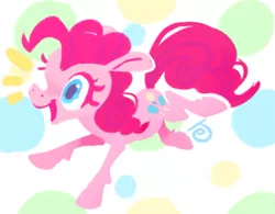 Size: 905x705 | Tagged: safe, artist:janegumball, derpibooru import, pinkie pie, earth pony, pony, abstract background, colored eyelashes, cutout, doodle, female, happy, leaping, lineless, mare, open mouth, smiling, solo, thrilled