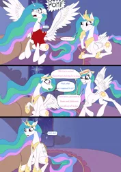 Size: 1240x1754 | Tagged: alicorn, artist:settop, derpibooru import, female, human, human to pony, male to female, mare, pomf, princess celestia, rule 63, safe, transformation, transgender transformation, twinning