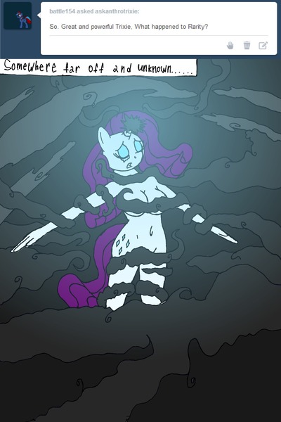 Size: 1279x1920 | Tagged: anthro, anthroquestria, artist:americananomaly, breasts, busty rarity, comics, derpibooru import, evil, female, idw, nightmare dreamscape, nightmare rarity, nudity, rarity, semi-grimdark, smoke, solo, solo female, spoiler:comic, strategically covered, suggestive, transformation