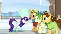 Size: 1280x720 | Tagged: safe, derpibooru import, screencap, butternut, oak nut, pistachio, rarity, pony, best gift ever, boop, cute, pistachiaww