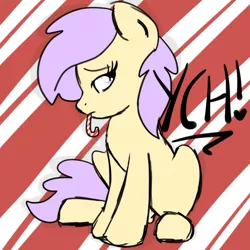Size: 2100x2100 | Tagged: safe, artist:lannielona, derpibooru import, pony, advertisement, candy, candy cane, christmas, commission, food, guilty, holiday, looking back, mouth hold, sad, sketch, solo, wrapping paper, your character here