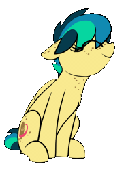 Size: 800x1080 | Tagged: safe, alternate version, artist:shinodage, derpibooru import, oc, oc:apogee, unofficial characters only, pegasus, pony, animated, chest fluff, chest freckles, cute, daaaaaaaaaaaw, dancing, dancing apogee, diageetes, ear freckles, eyes closed, female, floppy ears, freckles, gif, happy, headbob, hnnng, mare, ocbetes, shinodage is trying to murder us, simple background, sitting, smiling, solo, transparent background, weapons-grade cute