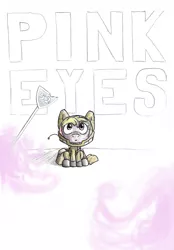 Size: 1752x2520 | Tagged: dead source, safe, artist:whitepone, derpibooru import, oc, oc:puppysmiles, pony, fallout equestria, fallout equestria: pink eyes, fanfic art, female, filly, pink cloud (fo:e), road sign, sketch, traditional art