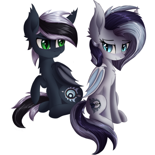 Size: 2000x2000 | Tagged: safe, artist:atlas-66, derpibooru import, oc, oc:naisha, oc:q'pon, unofficial characters only, bat pony, pony, 2019 community collab, 2020 community collab, derpibooru community collaboration, female, male, simple background, transparent background