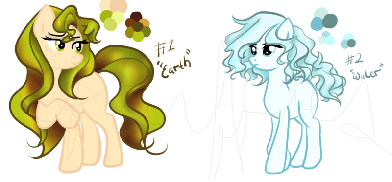 Size: 860x400 | Tagged: safe, artist:flufflesauce, artist:mayrinmewmew, derpibooru import, oc, earth pony, pony, adoptable, for sale, group, recolor, water