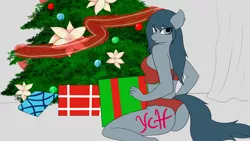 Size: 3840x2160 | Tagged: suggestive, derpibooru import, oc, anthro, human, breasts, christmas, christmas tree, commission, female, female focus, holiday, present, sketch, solo, solo focus, tree, ych example, ych nsfw pack, your character here