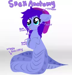 Size: 940x980 | Tagged: anatomy, artist:nootaz, beanie, blushing, chest fluff, cute, derpibooru import, floppy ears, fluffy, hat, lamia, oc, oc:amplitude, original species, safe, snake, snake pony, snek