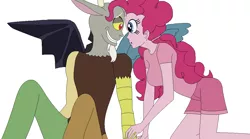 Size: 1208x670 | Tagged: safe, derpibooru import, discord, pinkie pie, anthro, couple, discopie, female, husband and wife, love, male, my little pony, pony coloring, shipping, straight