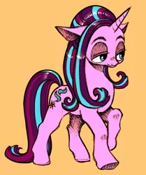 Size: 700x837 | Tagged: safe, artist:starstation, derpibooru import, starlight glimmer, pony, unicorn, colored hooves, female, lidded eyes, mare, solo, tired