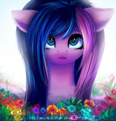 Size: 712x741 | Tagged: safe, artist:bastet-catmew, derpibooru import, oc, oc:jennifer, unofficial characters only, pegasus, pony, bust, female, flower, mare, portrait, solo