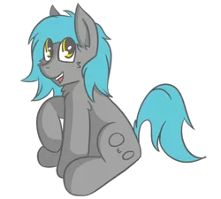 Size: 1335x1200 | Tagged: safe, artist:exvius, derpibooru import, oc, oc:dark theme, earth pony, pony, 2019 community collab, derpibooru community collaboration, blue mane, cute, dark colors, gray coat, happy, owo, shading, simple background, smiling, solo, transparent background, yellow eyes