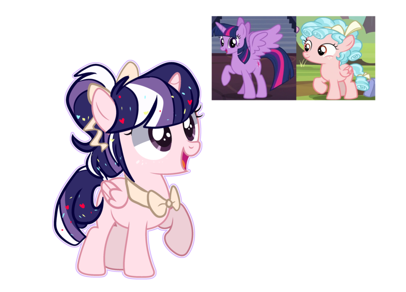 Size: 3640x2620 | Tagged: safe, artist:iheyyasyfox, derpibooru import, cozy glow, twilight sparkle, twilight sparkle (alicorn), oc, alicorn, pony, age difference, cozytwi, female, filly, lesbian, magical, magical lesbian spawn, offspring, parent:cozy glow, parent:twilight sparkle, parents:cozytwi, shipping, simple background, transparent background