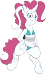 Size: 1046x1692 | Tagged: 2019 community collab, artist:feralroku, bikini, changeling, clone, clothes, derpibooru community collaboration, derpibooru import, irc, oc, oc:confetti, pinkie clone, pinkie pie, safe, simple background, smiling, solo, swimsuit, transparent background, unofficial characters only