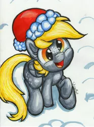 Size: 4034x5419 | Tagged: safe, artist:stewart501st, derpibooru import, derpy hooves, pegasus, pony, absurd resolution, christmas, female, hat, holiday, mare, santa hat, solo