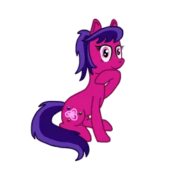 Size: 2000x2000 | Tagged: safe, artist:smannawarp, derpibooru import, oc, oc:roseberry, unofficial characters only, earth pony, pony, 2019 community collab, derpibooru community collaboration, looking at you, ponytail, simple background, sitting, solo, transparent background
