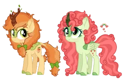 Size: 1435x939 | Tagged: artist:unoriginai, derpibooru import, hybrid, interspecies offspring, kirin, kirin pony hybrid, magical lesbian spawn, next generation, offspring, parent:applejack, parent:autumn blaze, parent:fluttershy, parents:autumnjack, parents:autumnshy, safe, sounds of silence