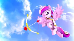 Size: 3840x2160 | Tagged: safe, artist:apexpredator923, derpibooru import, princess cadance, pony, 3d, arrow, bow (weapon), bow and arrow, cupid, cupidance, cute, cutedance, magic, solo, weapon