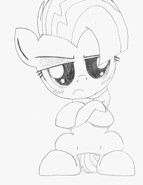 Size: 1700x2200 | Tagged: safe, artist:tenebrousmelancholy, derpibooru import, babs seed, pony, disappointed, freckles, lineart, traditional art