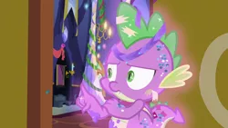 Size: 1280x720 | Tagged: bedazzled, best gift ever, derpibooru import, dragon, male, safe, screencap, solo, spike, winged spike