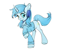 Size: 3500x3000 | Tagged: safe, artist:otaku light, derpibooru import, oc, oc:otaku light, unofficial characters only, pony, unicorn, 2019 community collab, derpibooru community collaboration, clothes, female, headphones, hoodie, looking at you, mare, simple background, solo, transparent background