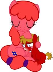 Size: 5000x6775 | Tagged: safe, artist:pilot231, derpibooru import, oc, oc:iris mustang, oc:max mustang, unofficial characters only, pony, absurd resolution, colt, comforting, crying, embrace, female, foal, holding close, male, mare, mother and child, mother and son, past, snow tip nose, tears of pain, vector